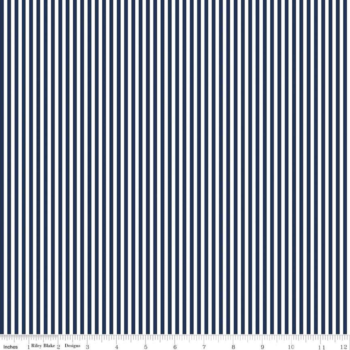 Stripe 1/8 inch Navy Yardage by RBD C495 NAVY - PRICE PER 1/2 YARD