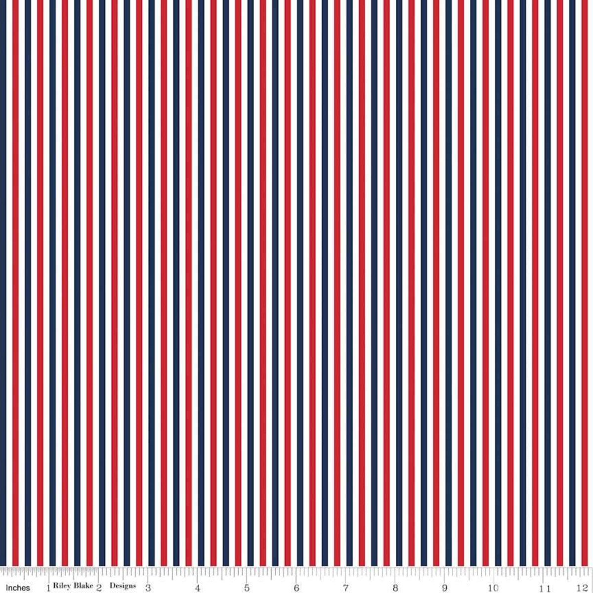 Stripe 1/8 inch Patriotic Yardage by RBD for Riley Blake Designs C495-PATRIOTIC - PRICE PER 1/2 YARD