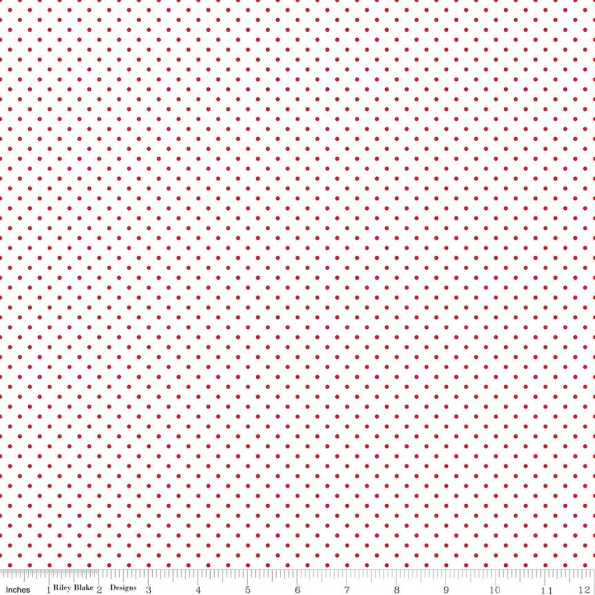 Swiss Dot on White Red Yardage for RBD C660-80 RED - PRICE PER 1/2 YARD