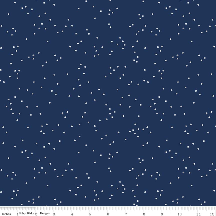 Blossoms Navy Yardage for RBD C715 NAVY- PRICE PER 1/2 YARD