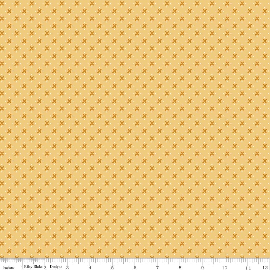 Granny Chic Kisses Yellow for Riley Blake Designs C8512 YELLOW - PRICE PER 1/2 YARD