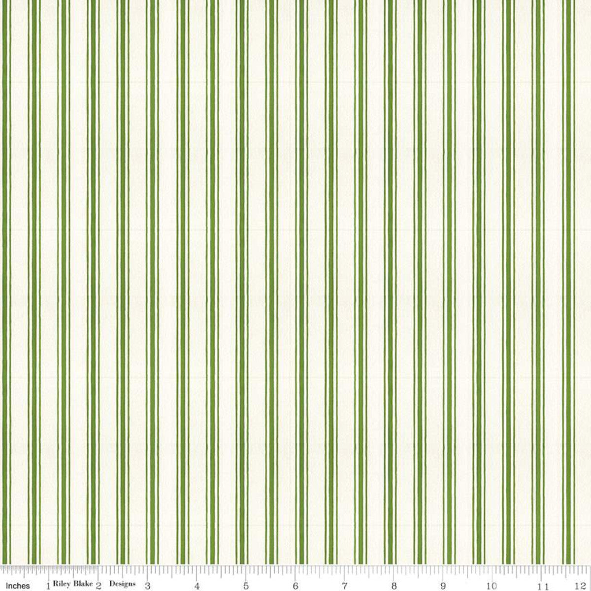 Snow Sweet Candy Cane Stripe Green Yardage by RBD for C9670 GREEN- PRICE PER 1/2 YARD