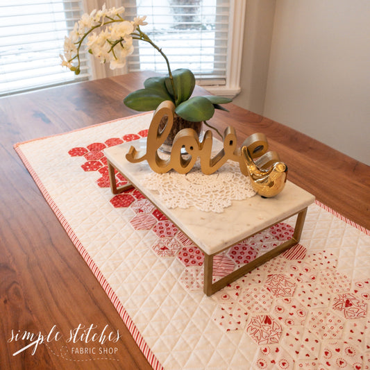Valentine Hexie Runner Kit - White Backing