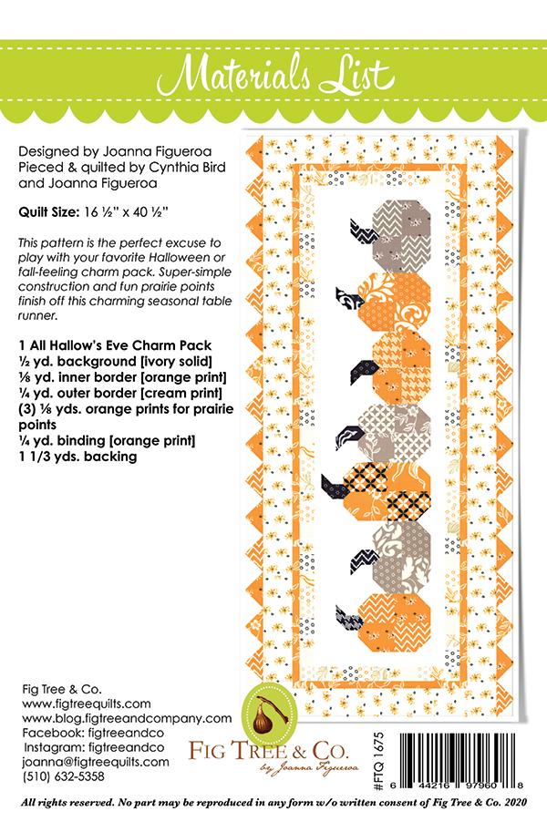 Bountiful Pumpkins In A Row Runner Kit - Green Backing