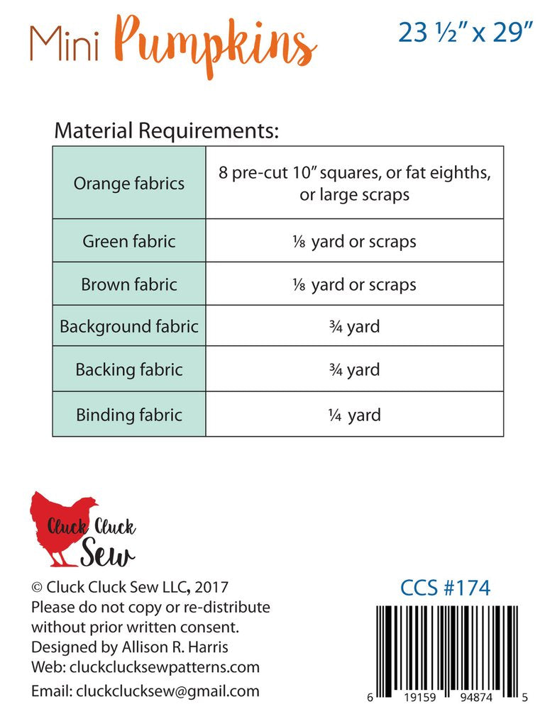 Pumpkins MINI Runner Kit - Plaid Backing