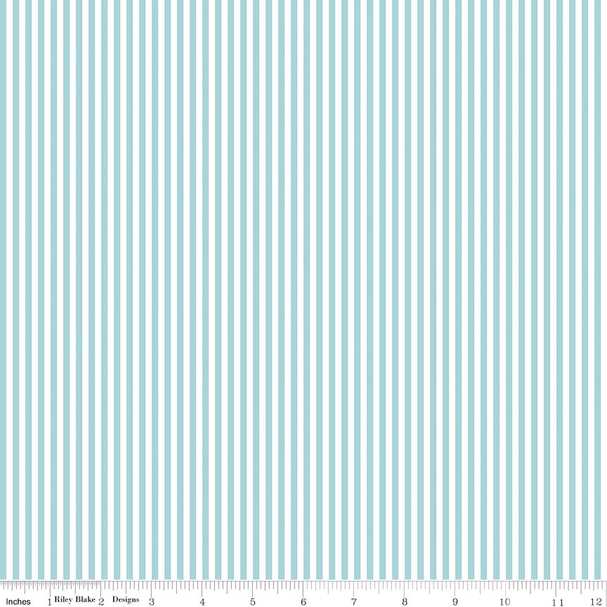 Stripe 1/8 inch Aqua Yardage by RBD for Riley Blake Designs C495-AQUA - PRICE PER 1/2 YARD