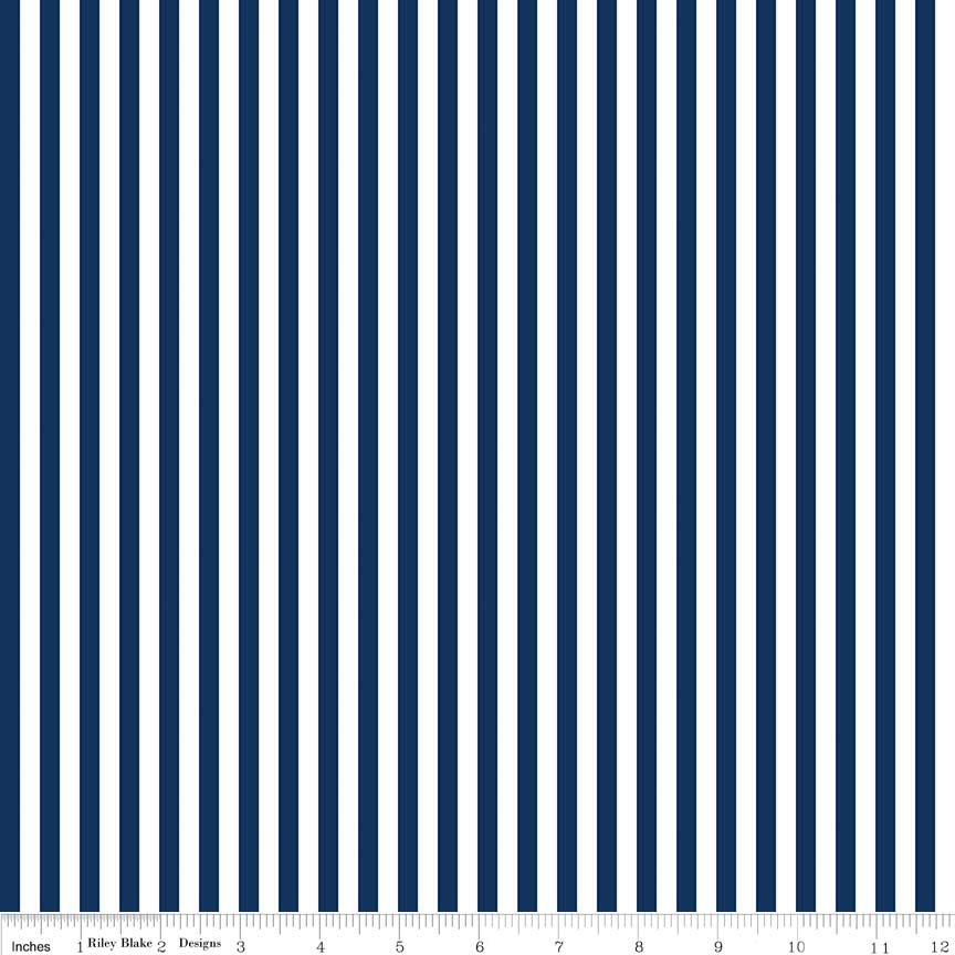Stripe 1/4" Navy Yardage by RBD for Riley Blake Designs C555- PRICE PER 1/2 YARD