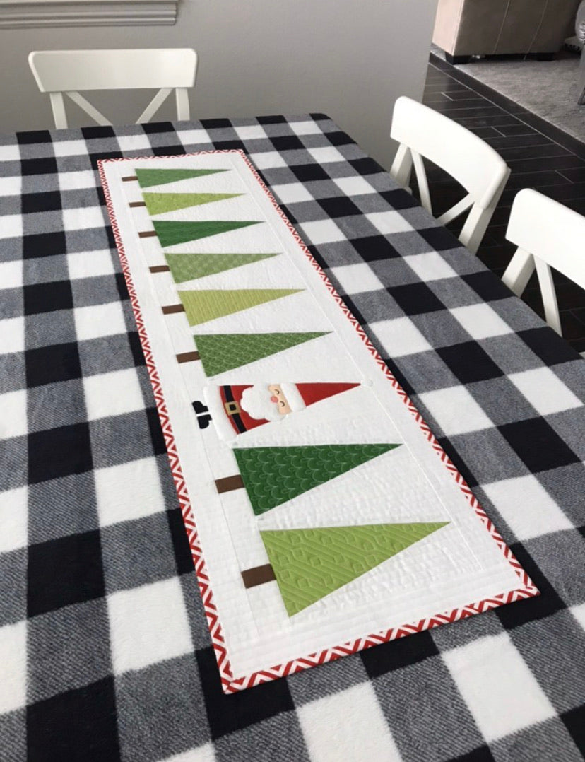 Santa in the Trees Table Runner Kit- Green Backing