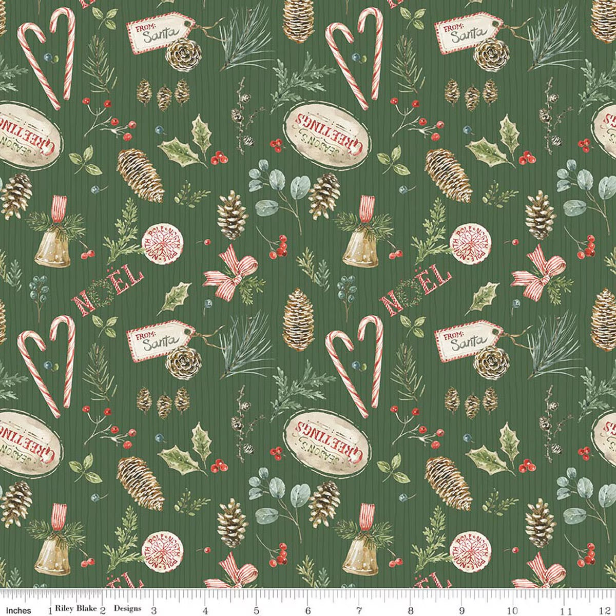 Holiday Spirit Christmas Toss Green for Riley Blake -CD17461-GREEN - PRICE PER 1/2 YARD