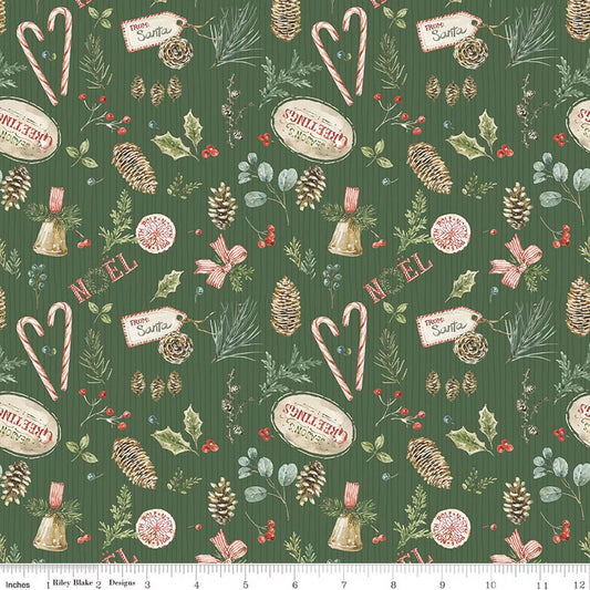 Holiday Spirit Christmas Toss Green for Riley Blake -CD17461-GREEN - PRICE PER 1/2 YARD