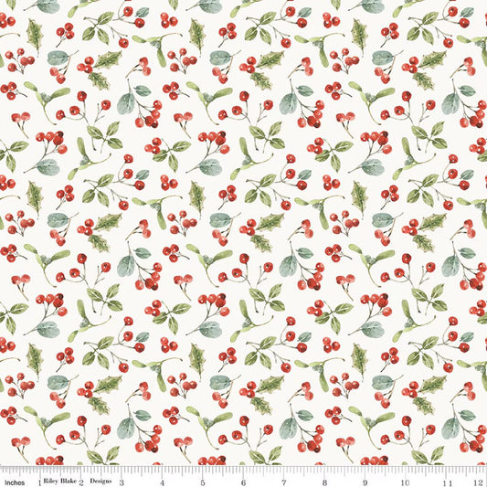 Holiday Spirit Berries Cream for Riley Blake -C17463-CREAM - PRICE PER 1/2 YARD