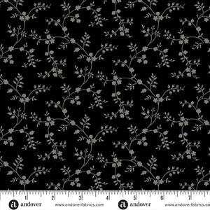 Pumpkin Licorice Floral Vines Licorice Yardage for Andover - A-1100-K - PRICE PER 1/2 YARD