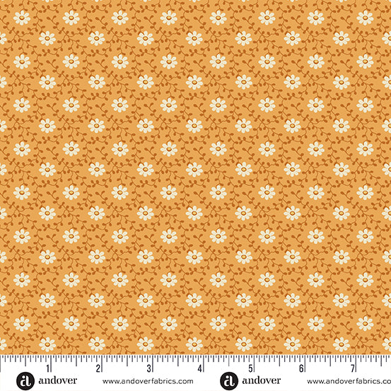 Pumpkin Licorice Daisy Pumpkin Yardage for Andover - A-1101-O - PRICE PER 1/2 YARD