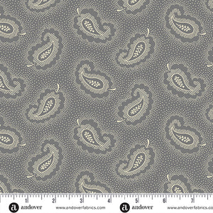 Pumpkin Licorice Paisley Ash Yardage for Andover - A-1102-C - PRICE PER 1/2 YARD