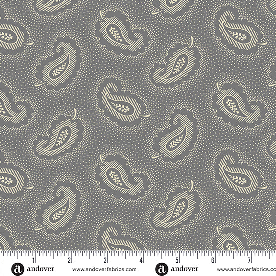 Pumpkin Licorice Paisley Ash Yardage for Andover - A-1102-C - PRICE PER 1/2 YARD