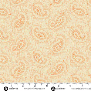 Pumpkin Licorice Paisley Whipped Cream Yardage for Andover - A-1102-L - PRICE PER 1/2 YARD