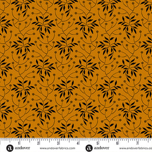 Pumpkin Licorice Branches and Buds Pumpkin Yardage for Andover - A-1103-O - PRICE PER 1/2 YARD