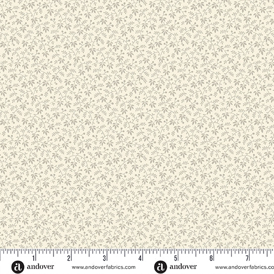 Pumpkin Licorice Droopy Floral Whipped Cream Yardage for Andover - A-1105-L - PRICE PER 1/2 YARD