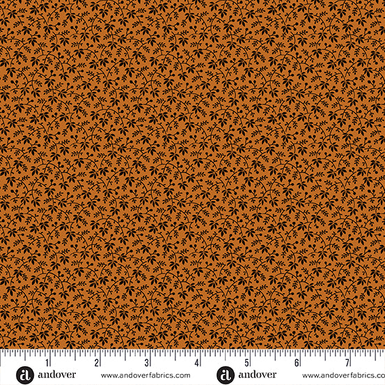 Pumpkin Licorice Droopy Floral Pumpkin Yardage for Andover - A-1105-O - PRICE PER 1/2 YARD