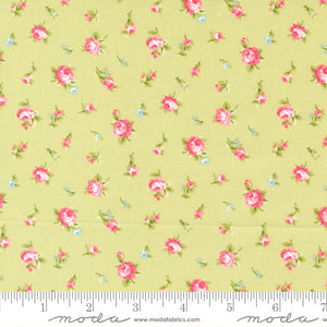 Ellie Small Floral Roses Green Yardage for Moda - 18761 14 - PRICE PER 1/2 YARD