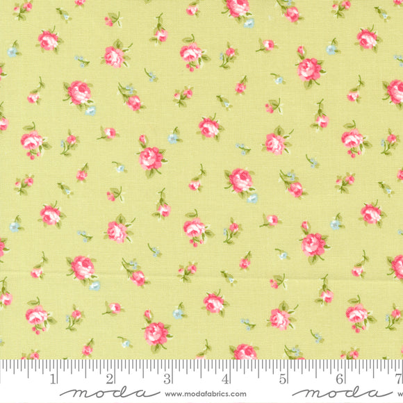 Ellie Small Floral Roses Green Yardage for Moda - 18761 14 - PRICE PER 1/2 YARD