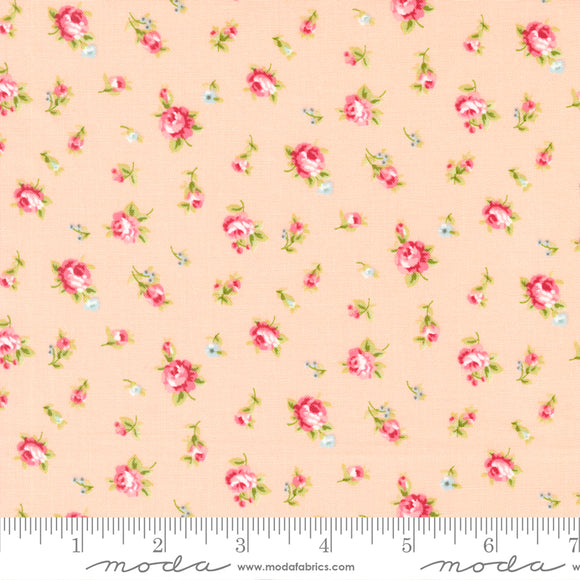 Ellie Small Floral Roses Coral Yardage for Moda - 18761 16 - PRICE PER 1/2 YARD