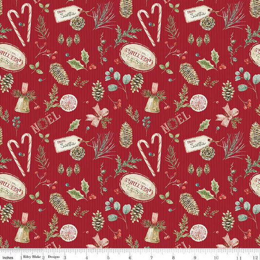 Holiday Spirit Christmas Toss Red for Riley Blake -C17461-RED - PRICE PER 1/2 YARD