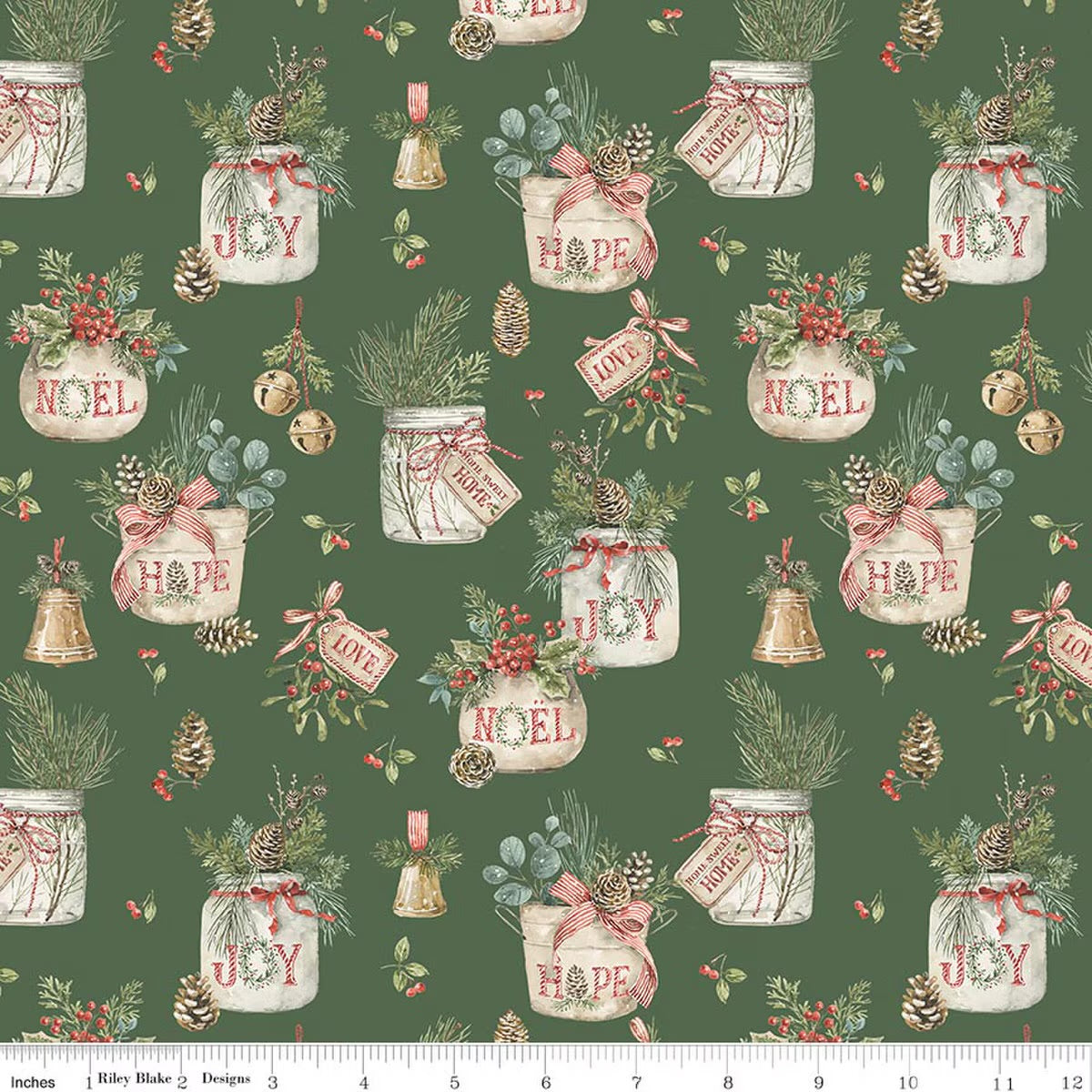 Holiday Spirit Main Green for Riley Blake -C17460-GREEN - PRICE PER 1/2 YARD