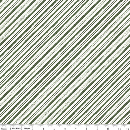 Holiday Spirit Stripes Green for Riley Blake -C17465-GREEN - PRICE PER 1/2 YARD