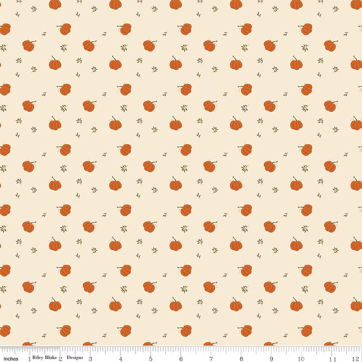 Bountiful Pumpkins Cream Yardage by Sand Gervais for RBD-C17864-CREAM- PRICE PER 1/2 YARD