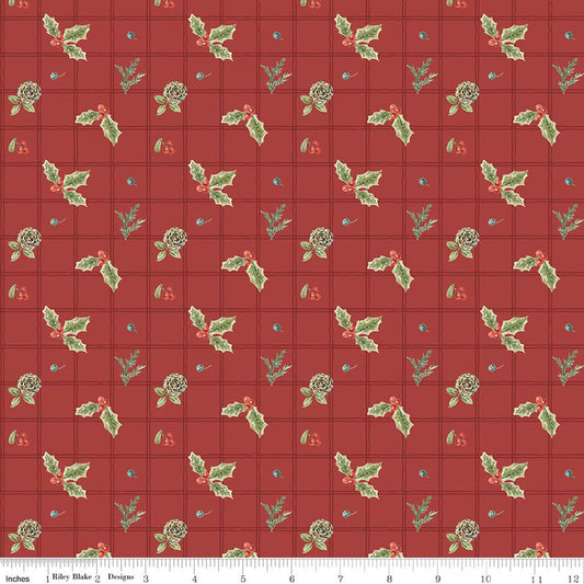 Holiday Spirit Holly Red for Riley Blake -C17462-RED - PRICE PER 1/2 YARD