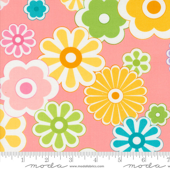 On The Bright Side Flower Burst Large Floral Strawberry Ydg for Moda - 22460 13 - PRICE PER 1/2 YARD