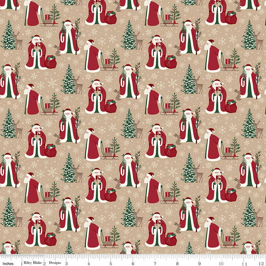 Christmas Time Main Tan Yardage by Dani Mogstad for RBD-C17820-TAN- PRICE PER 1/2 YARD