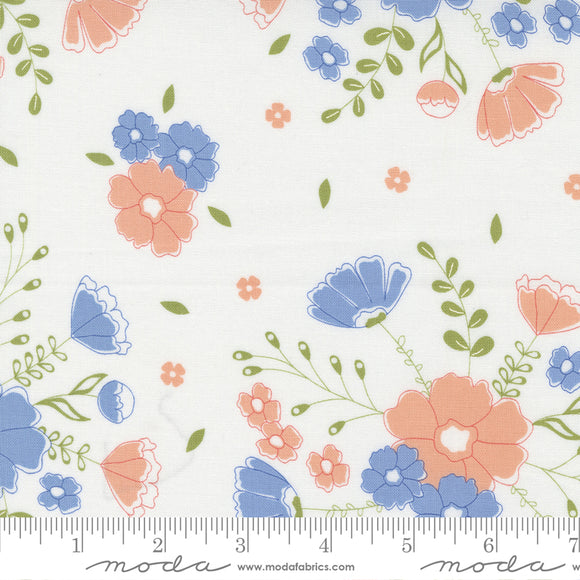 Peachy Keen Moonlit Meadow Florals Off White Yardage for Moda -29170 11 - PRICE PER 1/2 YARD