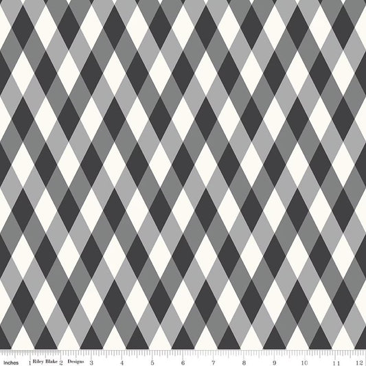 Frank and Friends Diamonds Black Yardage by My Mind’s Eye for RBD C17473-BLACK- PRICE PER 1/2 YARD