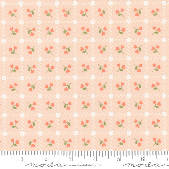 Dainty Meadow Picnic Petals Plaid Blush Yardage for Moda - 31742 16 - PRICE PER 1/2 YARD