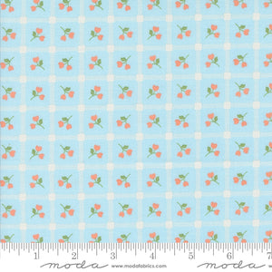 Dainty Meadow Picnic Petals Plaid Sky Yardage for Moda - 31742 22 - PRICE PER 1/2 YARD