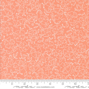 Dainty Meadow Doodles Toile Coral Yardage for Moda - 31743 19 - PRICE PER 1/2 YARD