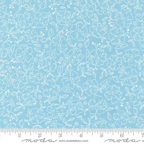 Dainty Meadow Doodles Toile Sky Yardage for Moda - 31743 22 - PRICE PER 1/2 YARD