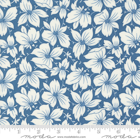 Denim Daisies Sunday Best Florals Denim Ydg for Moda - 35381 17 - PRICE PER 1/2 YARD