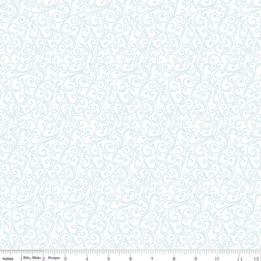 Winter Magic Swirls White Yardage for RBD-C16366 WHITE - PRICE PER 1/2 YARD