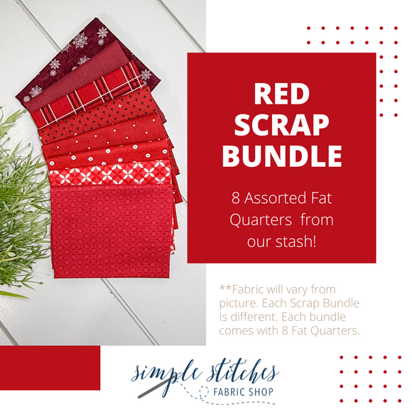 SCRAP BUNDLE Red Simple Bundle (8) Fat Quarters