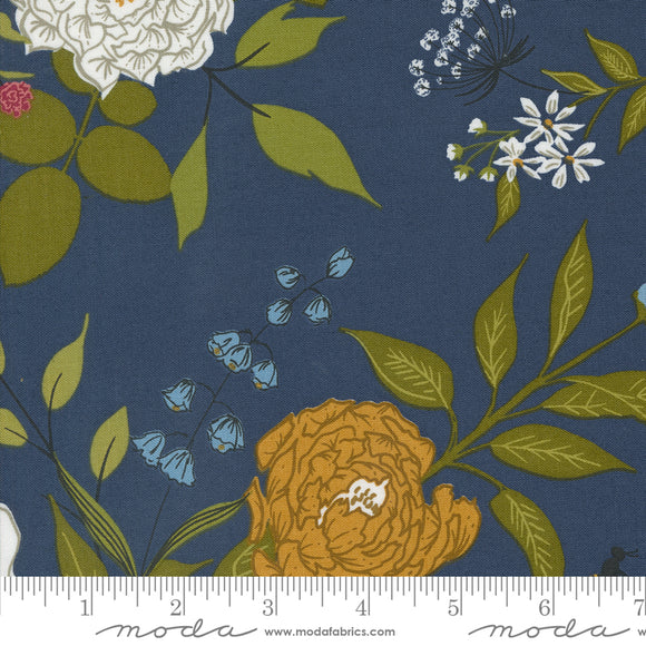 Enchantment Grand Gesture Florals Indigo Yardage for Moda - 43170 17 - PRICE PER 1/2 YARD