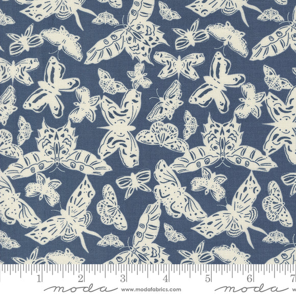 Enchantment Paper Butterflies Indigo Yardage for Moda - 43172 17 - PRICE PER 1/2 YARD