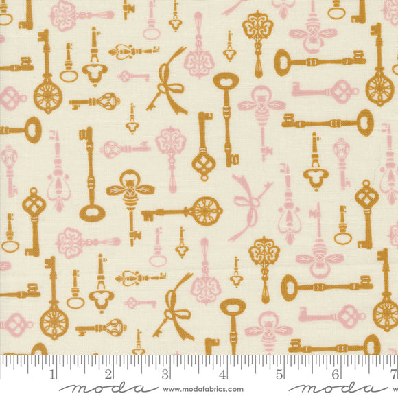 Enchantment Diary Keys Porcelain Yardage for Moda - 43173 11 - PRICE PER 1/2 YARD