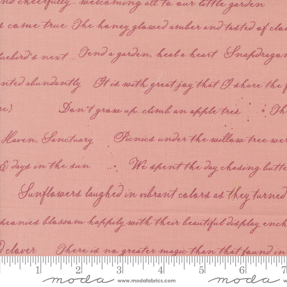 Enchantment Garden Journal Text Blush Yardage for Moda - 43174 16 - PRICE PER 1/2 YARD