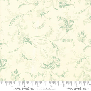 Collections Etchings Serene Scroll Parchment Aqua Yardage for Moda - 44333 21 - PRICE PER 1/2 YARD