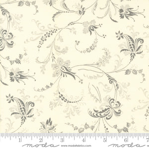 Collections Etchings Serene Scroll Parchment Charcoal Yardage for Moda - 44333 23 - PRICE PER 1/2 YARD