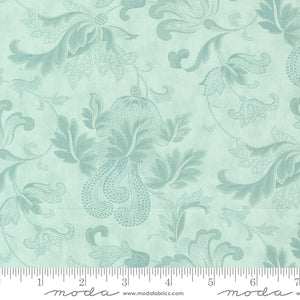 Collections Etchings Flourish Damask Aqua Yardage for Moda - 44335 12 - PRICE PER 1/2 YARD