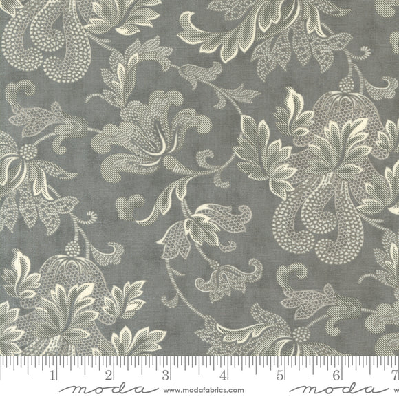 Collections Etchings Flourish Damask Charcoal Yardage for Moda - 44335 15 - PRICE PER 1/2 YARD